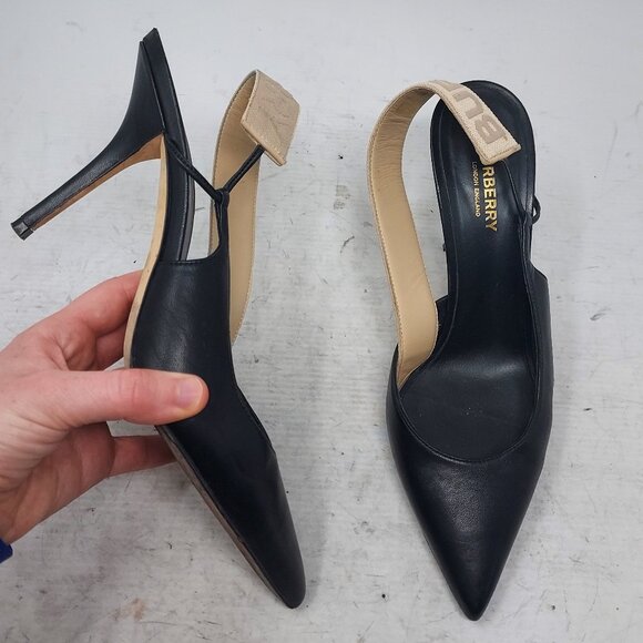 Burberry Maria Logo Slingback Pointy Toe Pump - Picture 10 of 12